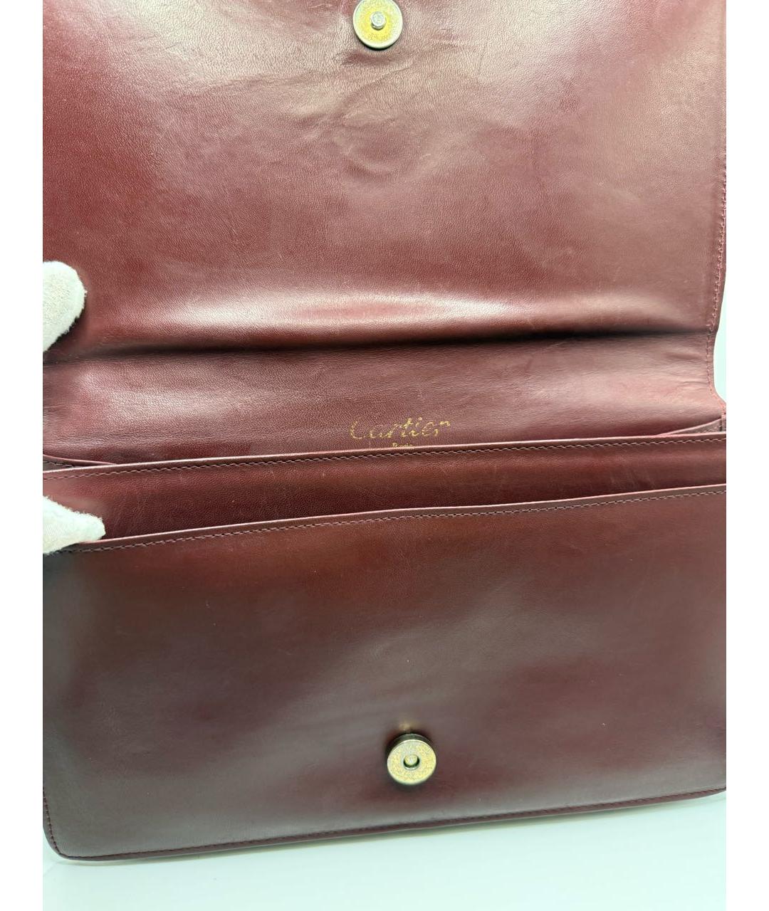 CARTIER Бордовая кожаная барсетка, фото 6