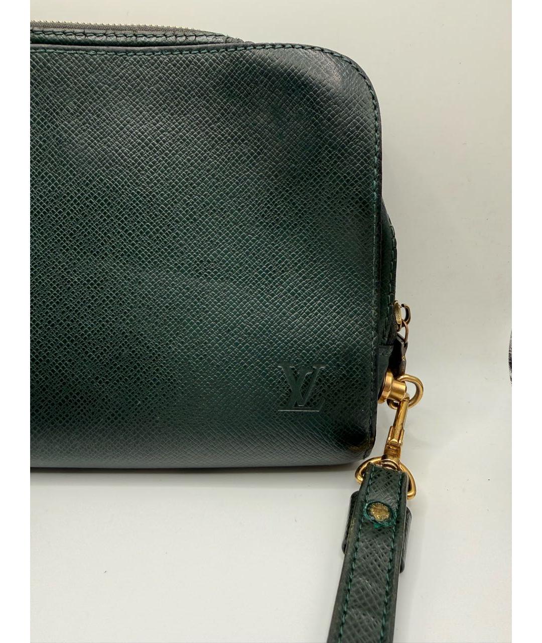 LOUIS VUITTON Зеленая кожаная барсетка, фото 2
