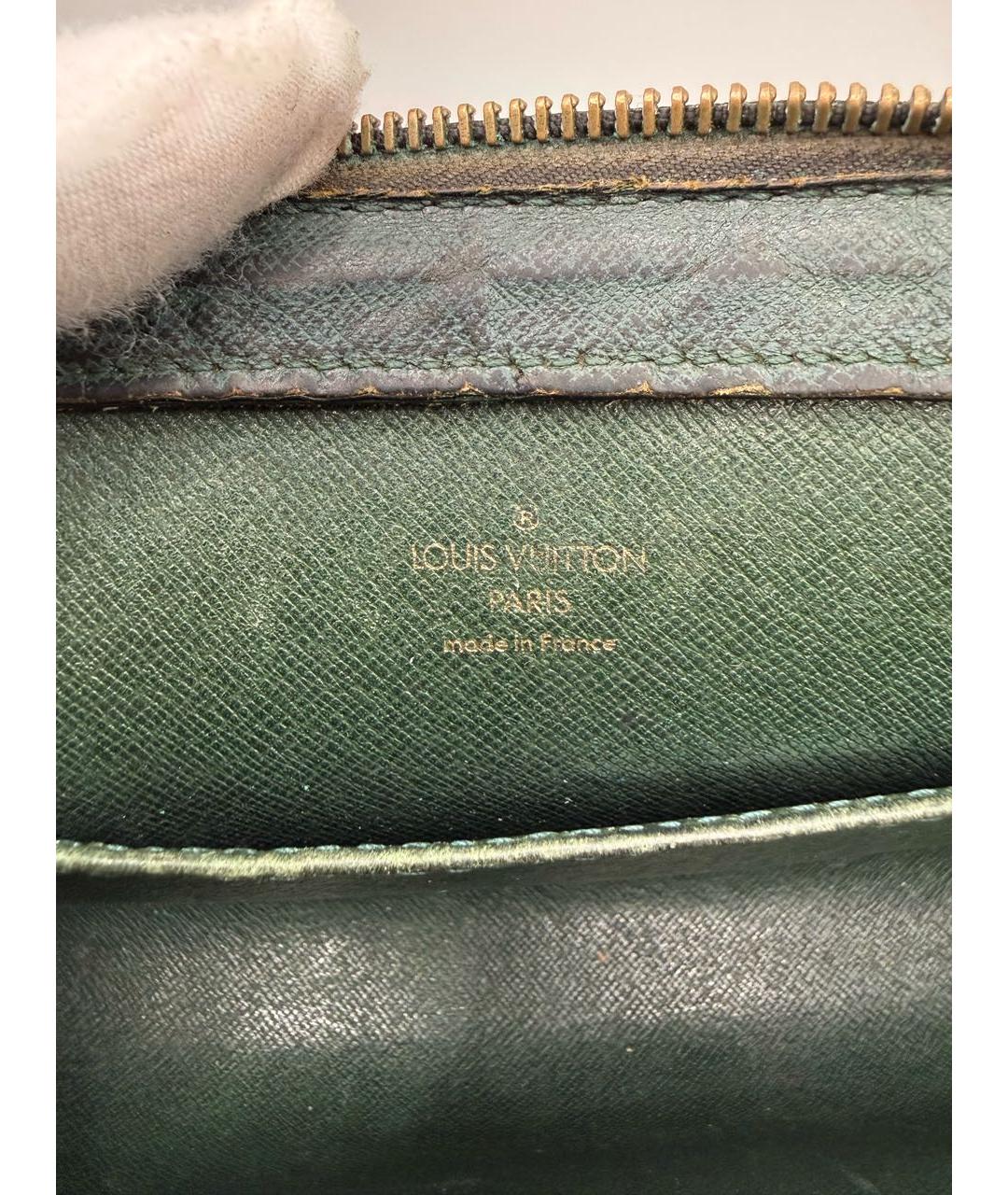 LOUIS VUITTON Зеленая кожаная барсетка, фото 7