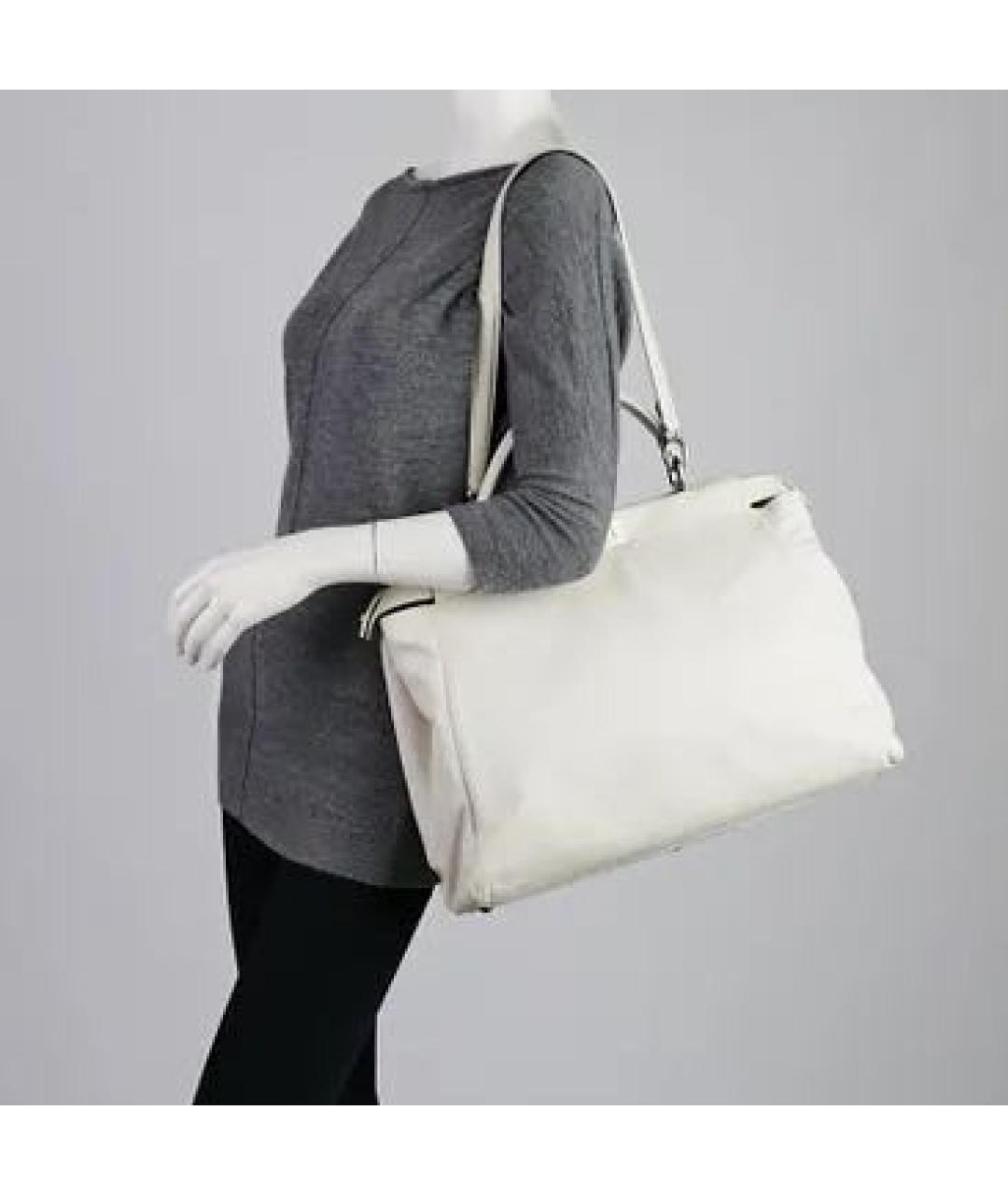 FENDI Белая кожаная сумка тоут, фото 5