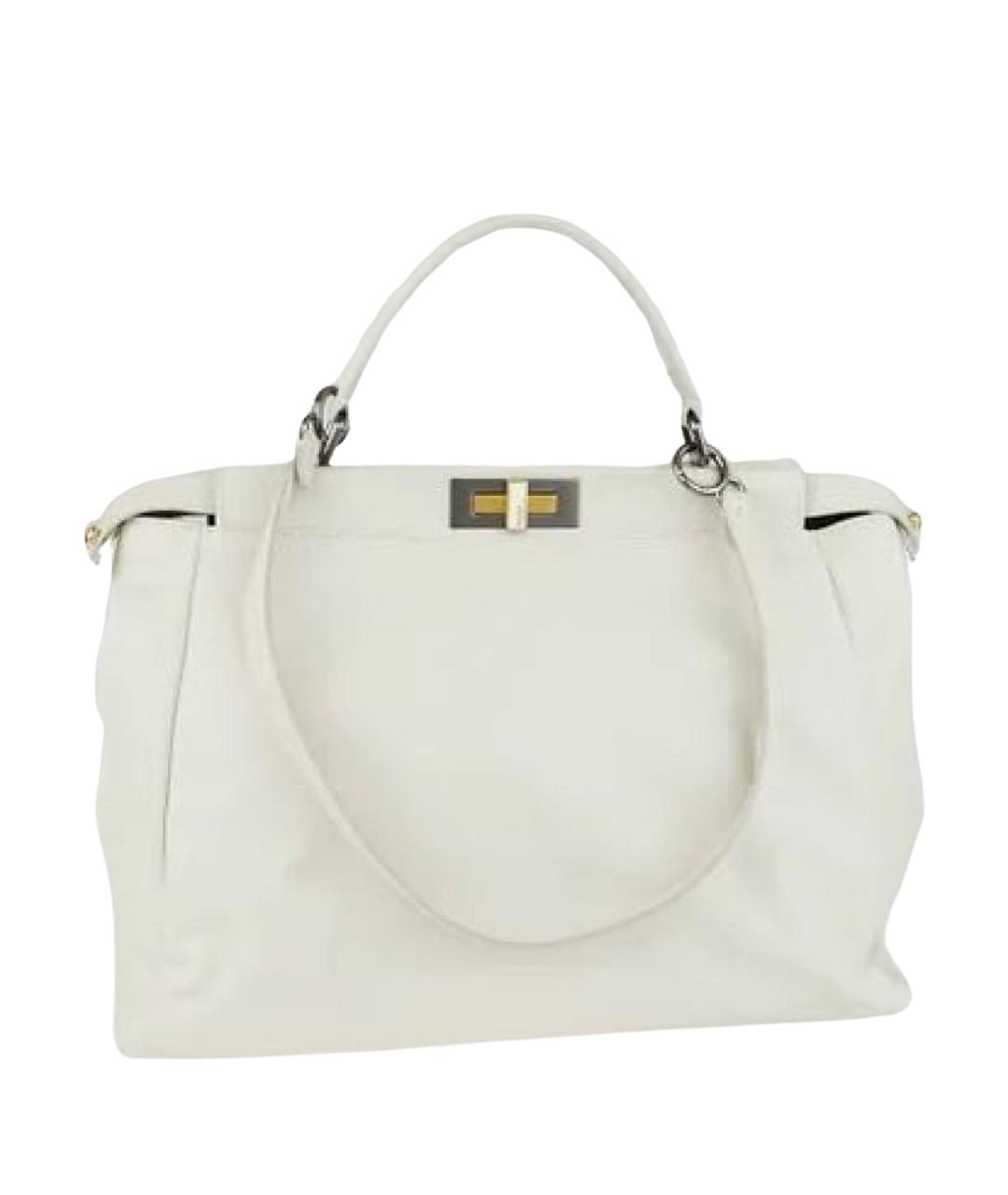 FENDI Белая кожаная сумка тоут, фото 1
