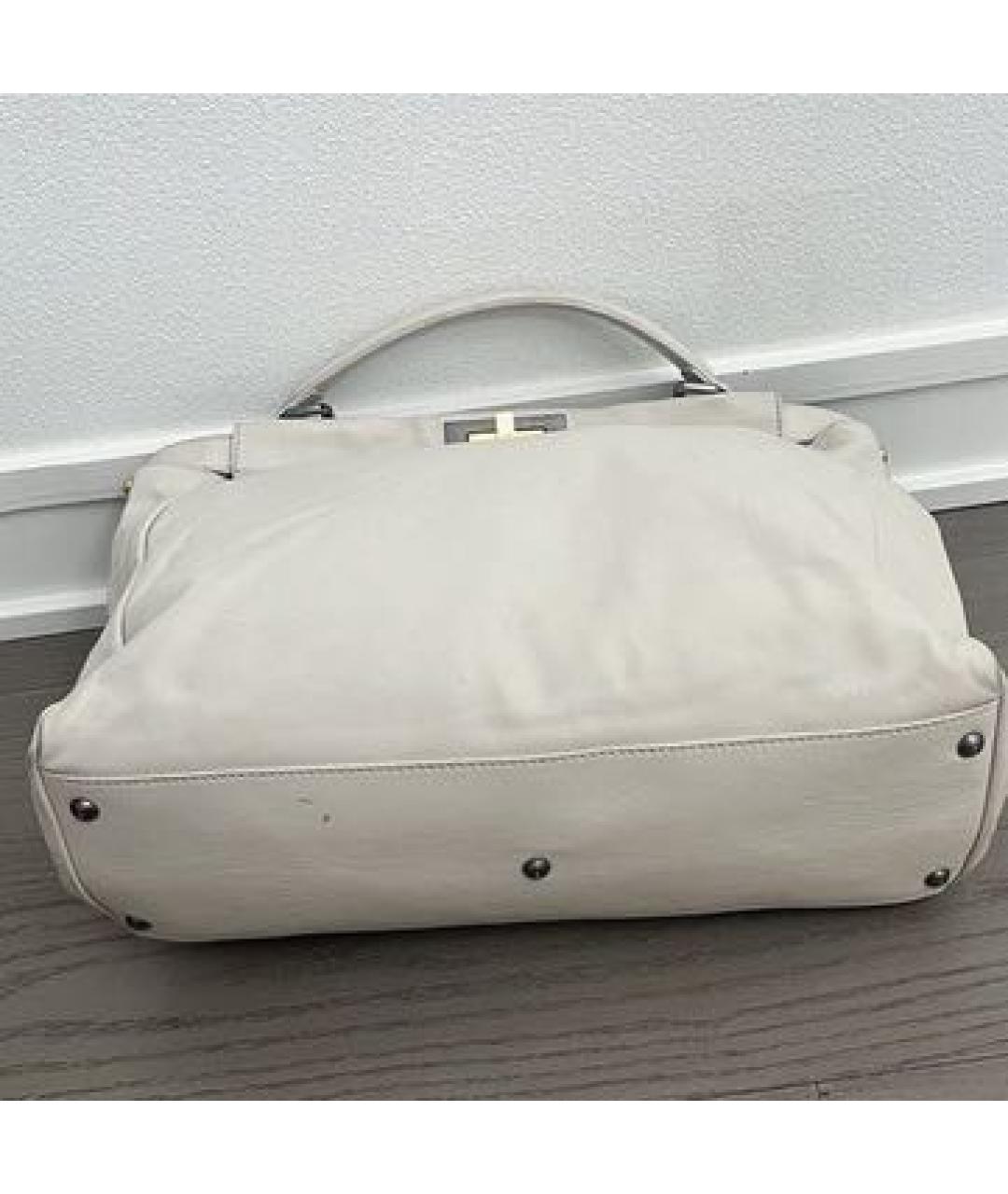 FENDI Белая кожаная сумка тоут, фото 2