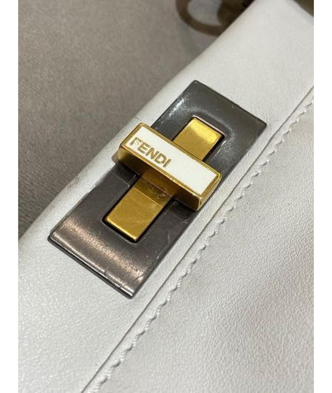 FENDI Белая кожаная сумка тоут, фото 4