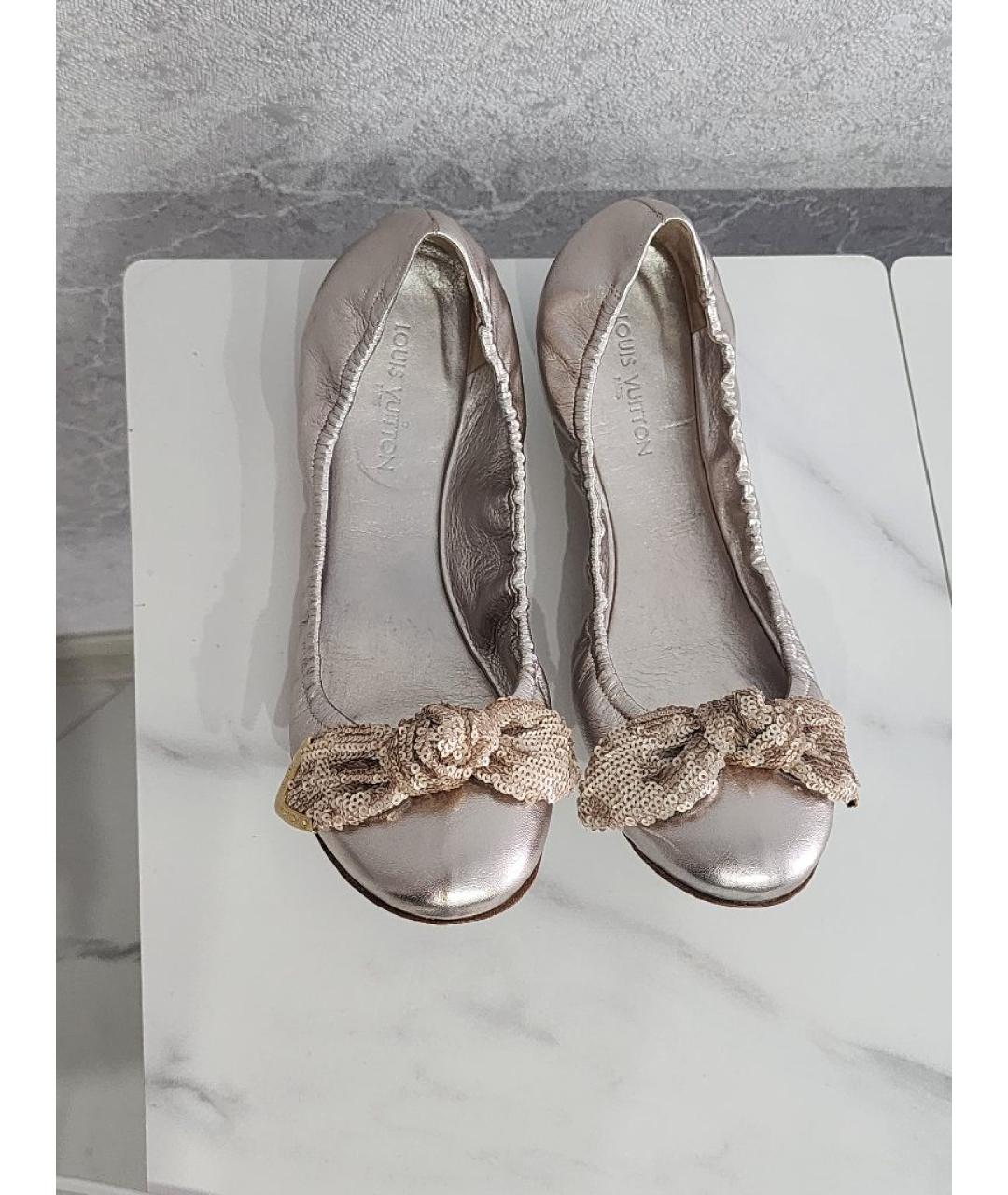 LOUIS VUITTON Розовые кожаные балетки, фото 2