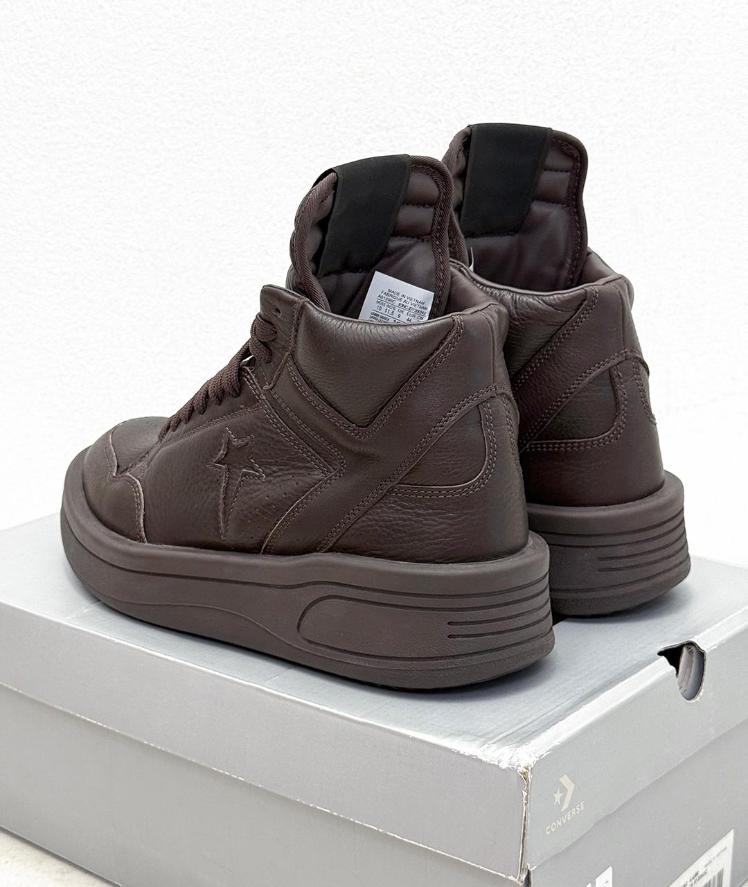 RICK OWENS Коричневые кожаные кроссовки, фото 4