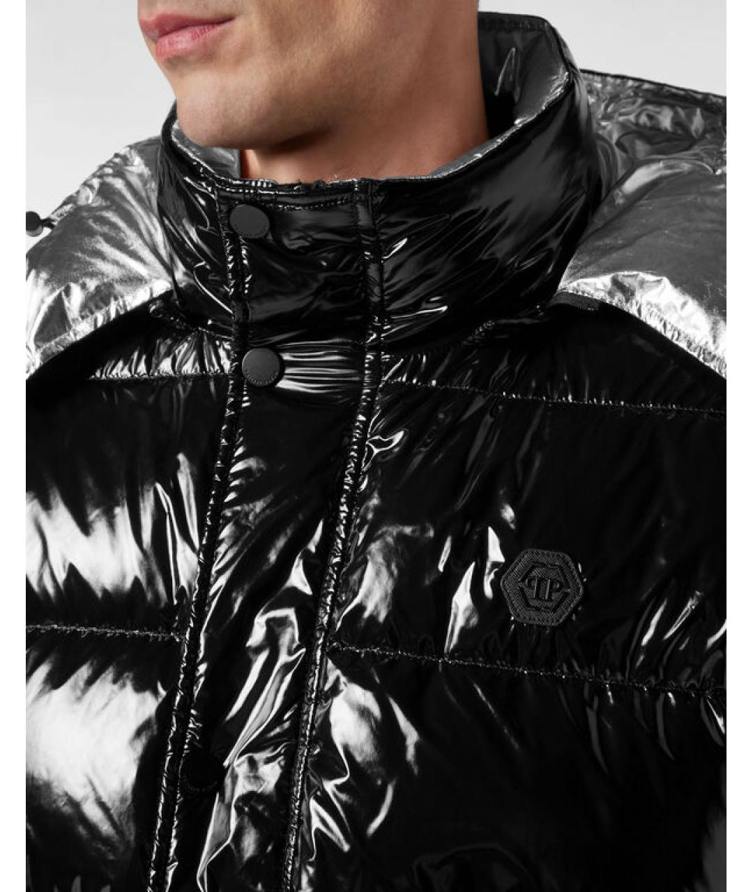 PHILIPP PLEIN Черный полиамидовый пуховик, фото 4
