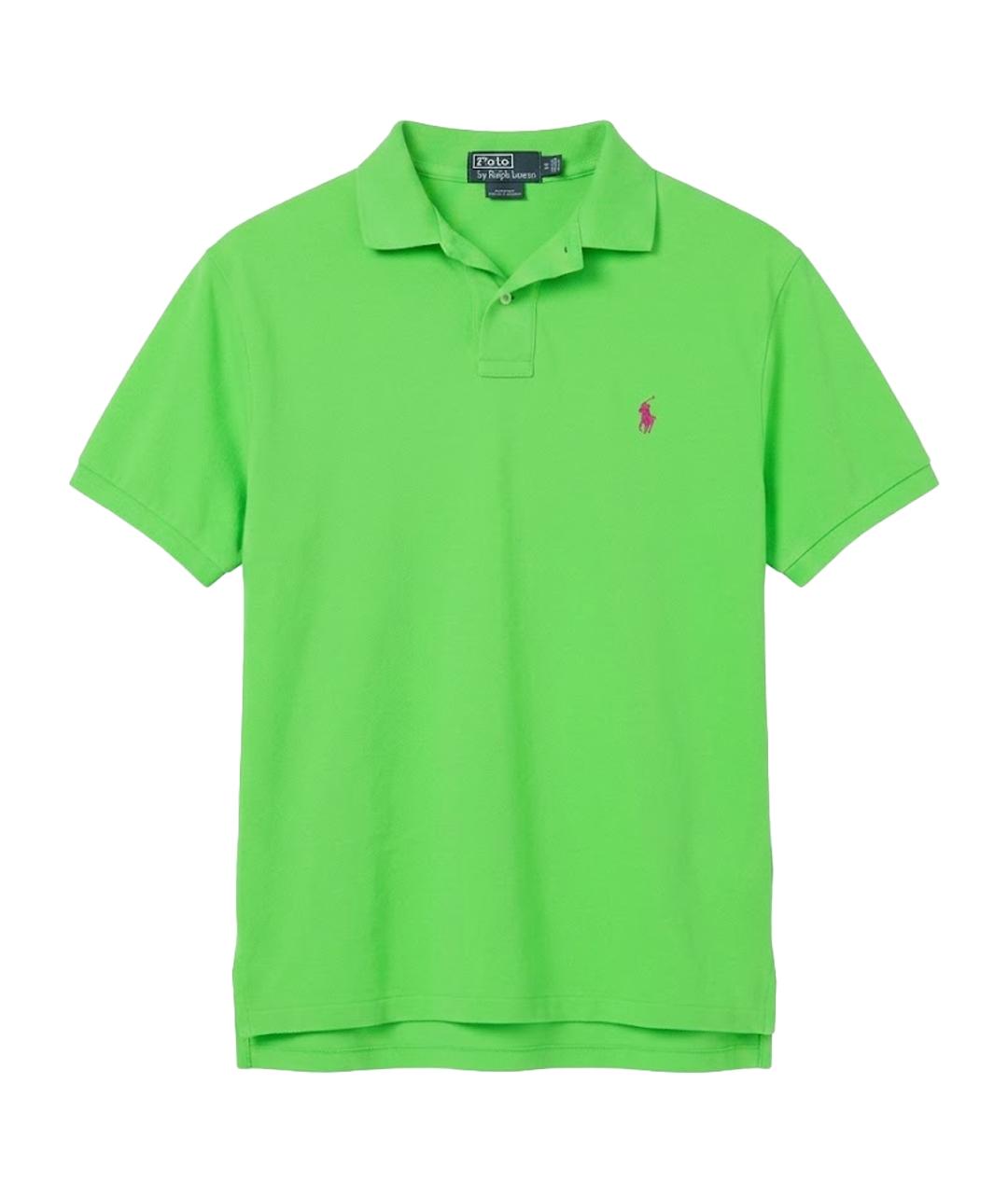POLO RALPH LAUREN Зеленое хлопковое поло с коротким рукавом, фото 1