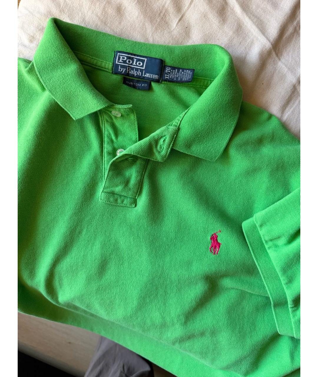 POLO RALPH LAUREN Зеленое хлопковое поло с коротким рукавом, фото 8