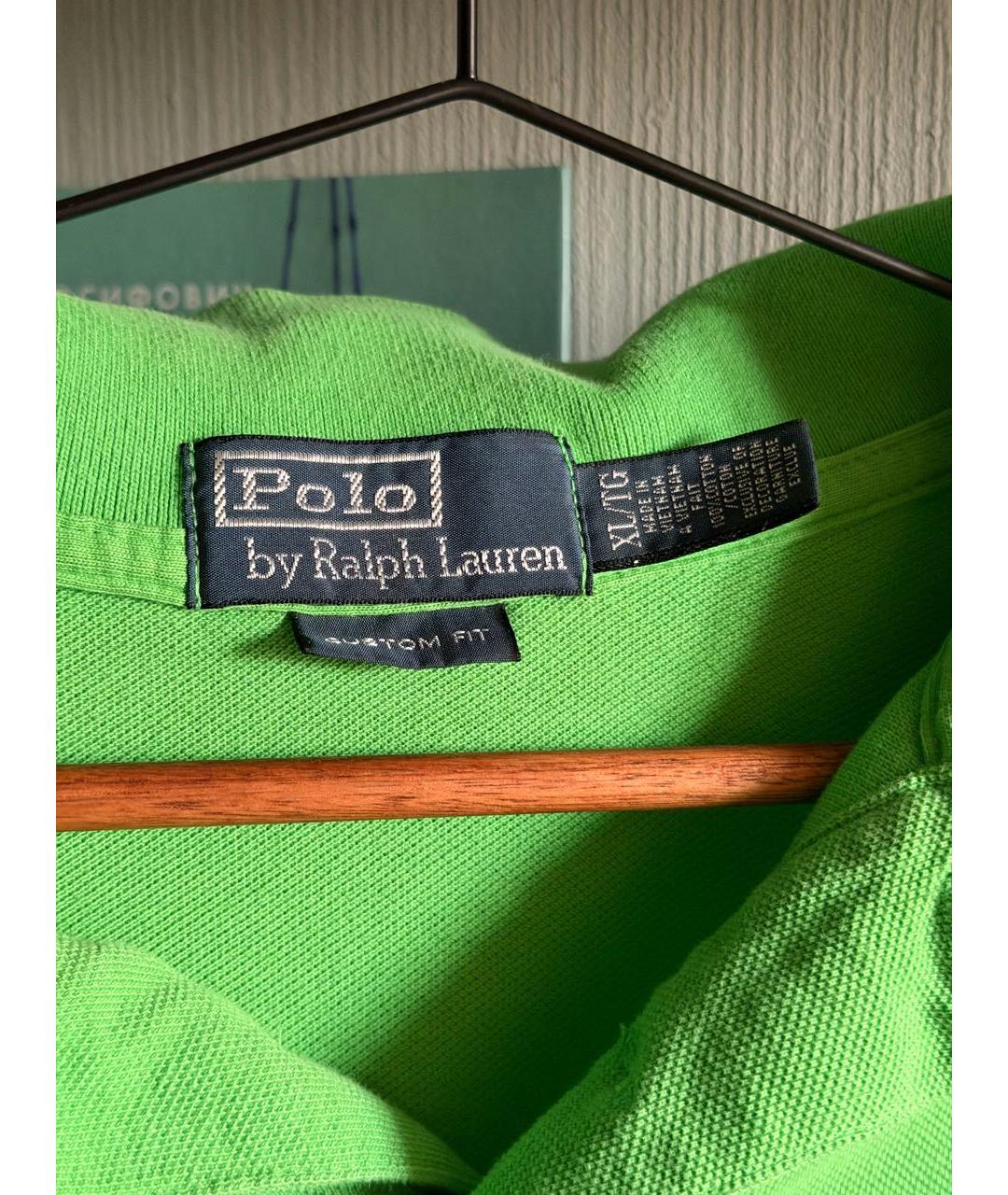 POLO RALPH LAUREN Зеленое хлопковое поло с коротким рукавом, фото 3