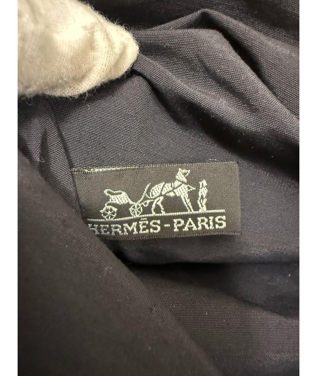 HERMES Черная тканевая сумка с короткими ручками, фото 5