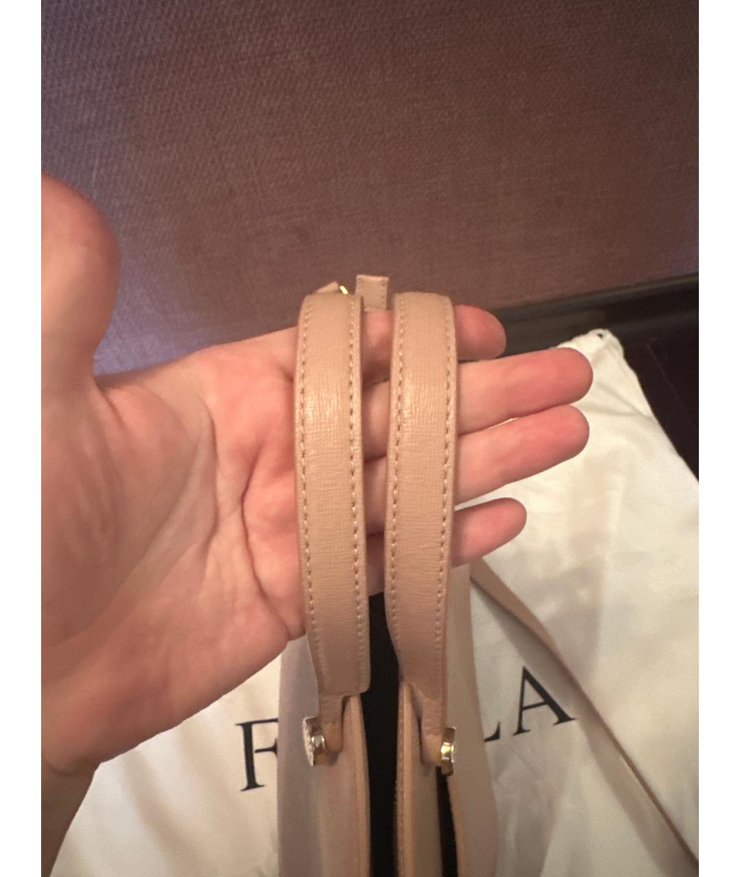 FURLA Розовая кожаная сумка с короткими ручками, фото 5