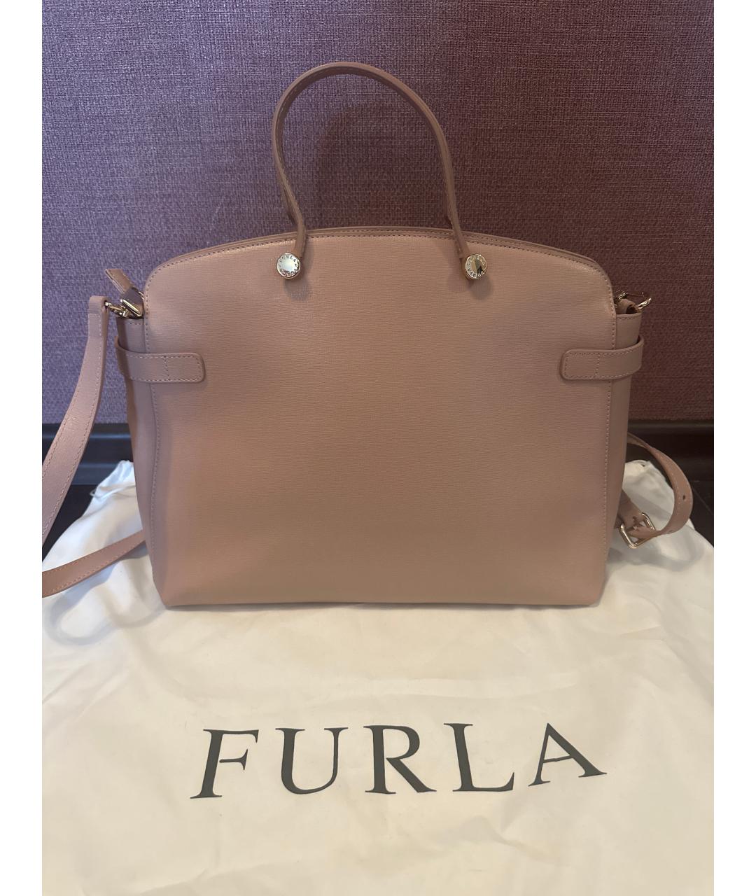 FURLA Розовая кожаная сумка с короткими ручками, фото 2