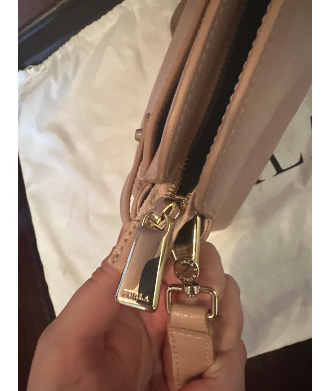 FURLA Розовая кожаная сумка с короткими ручками, фото 4