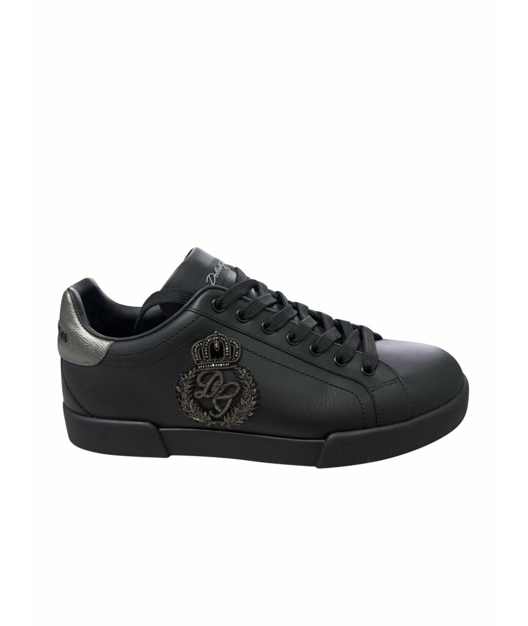 DOLCE&GABBANA Черные кожаные низкие кроссовки / кеды, фото 1