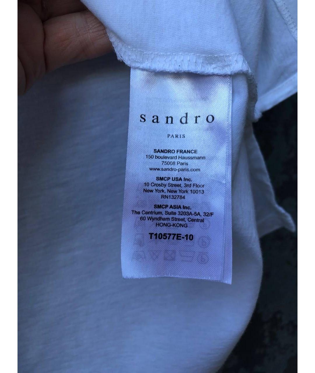 SANDRO Белая хлопковая футболка, фото 4