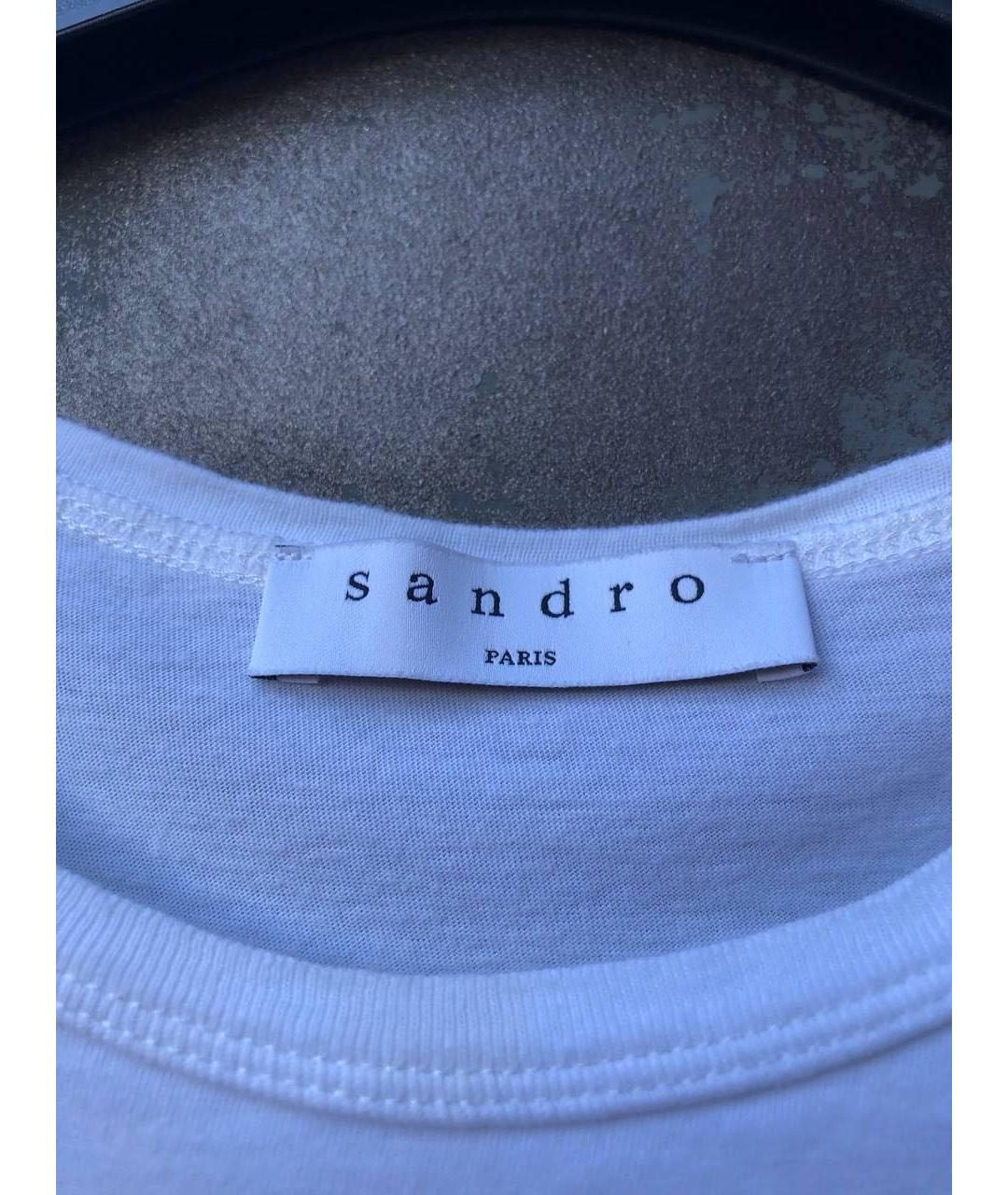 SANDRO Белая хлопковая футболка, фото 3