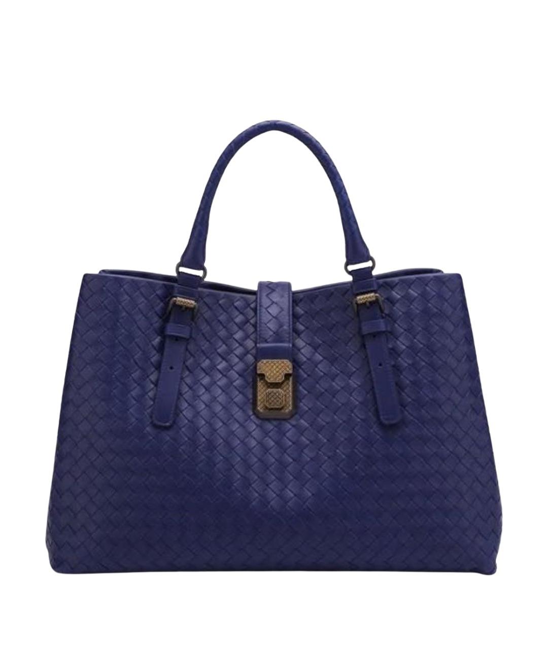 BOTTEGA VENETA Темно-синяя кожаная сумка с короткими ручками, фото 1