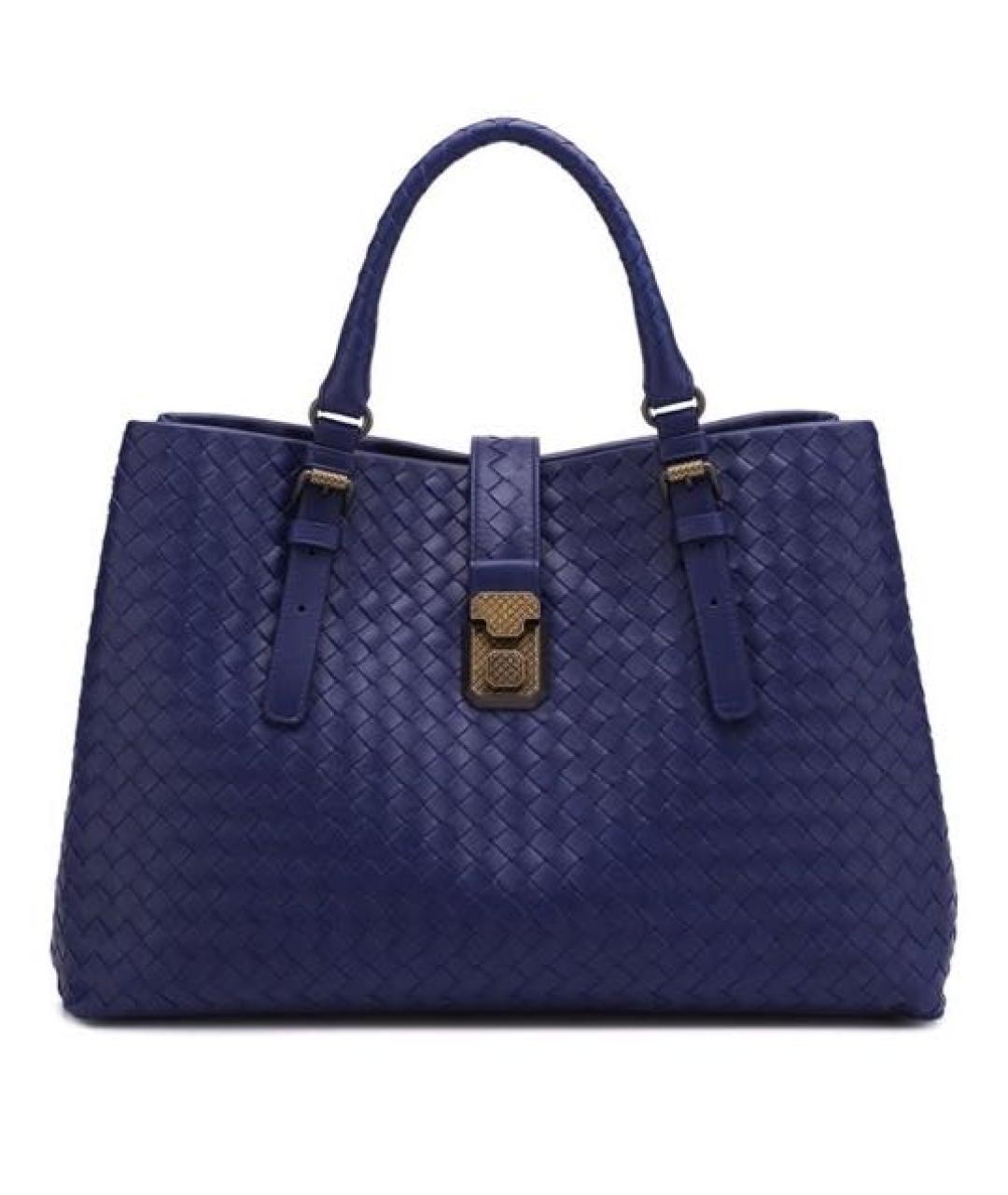 BOTTEGA VENETA Темно-синяя кожаная сумка с короткими ручками, фото 9