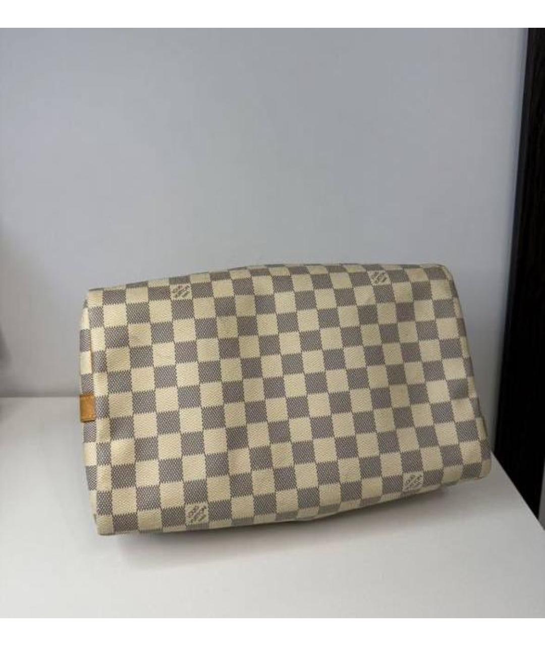 LOUIS VUITTON Белая канва сумка с короткими ручками, фото 4