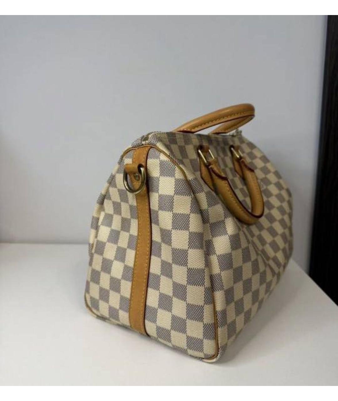 LOUIS VUITTON Белая канва сумка с короткими ручками, фото 5