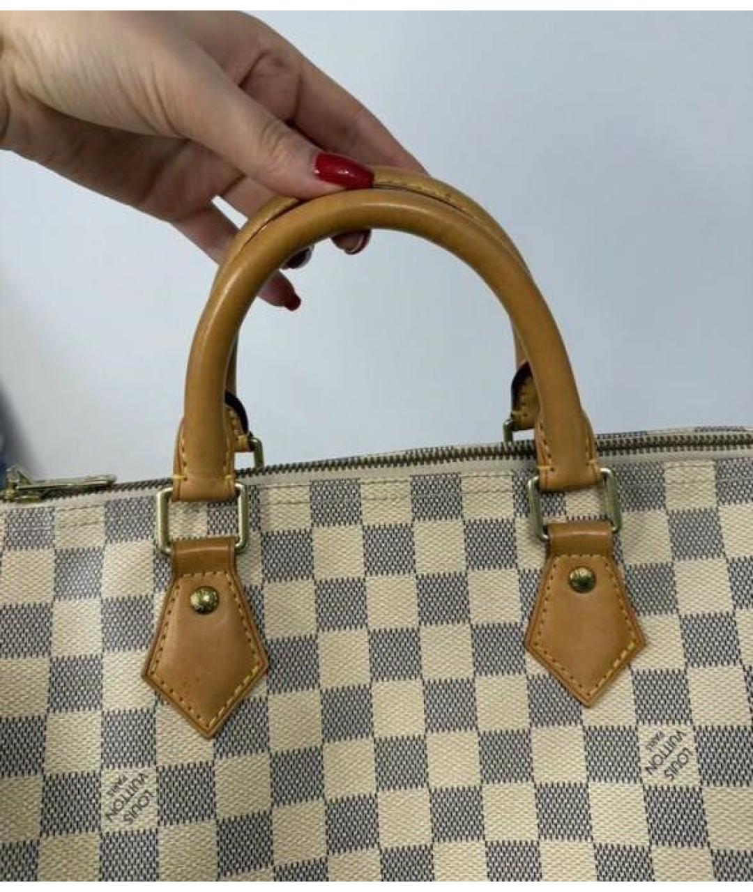 LOUIS VUITTON Белая канва сумка с короткими ручками, фото 8
