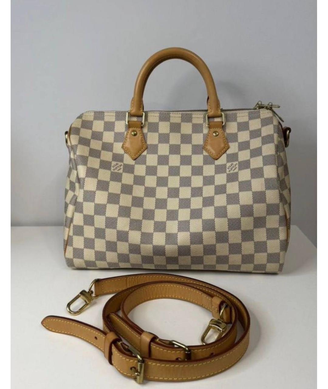 LOUIS VUITTON Белая канва сумка с короткими ручками, фото 9