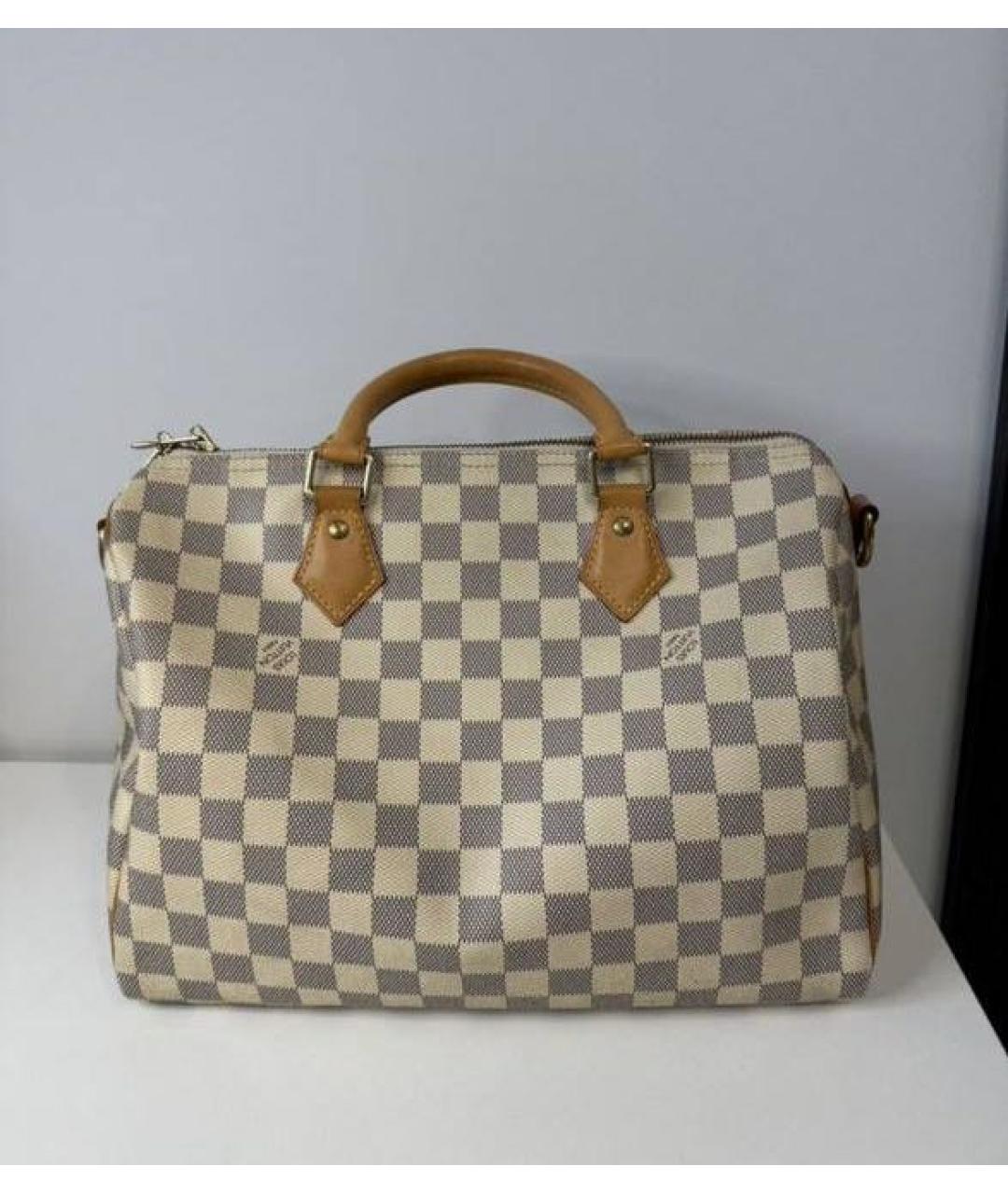 LOUIS VUITTON Белая канва сумка с короткими ручками, фото 2