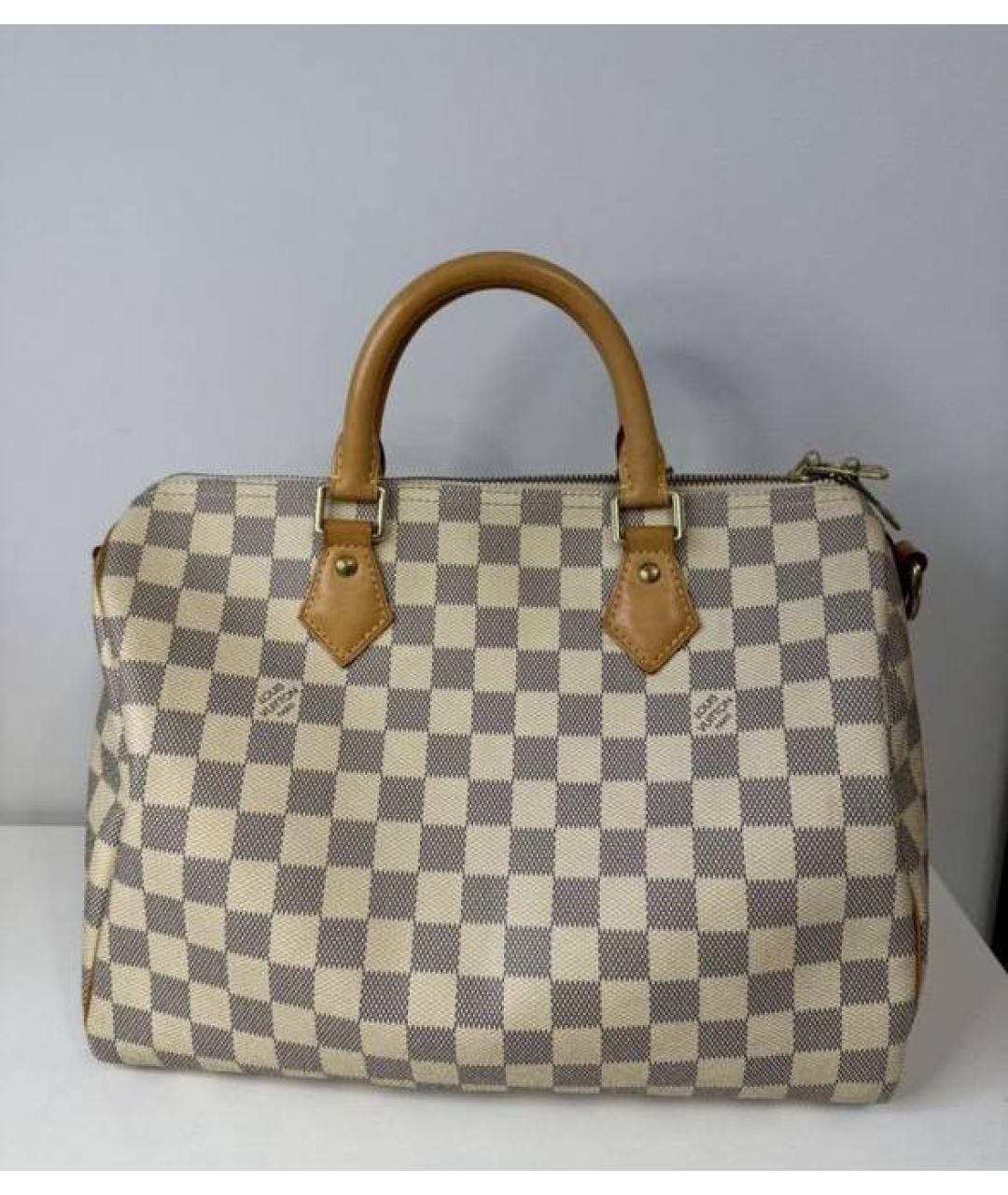 LOUIS VUITTON Белая канва сумка с короткими ручками, фото 3