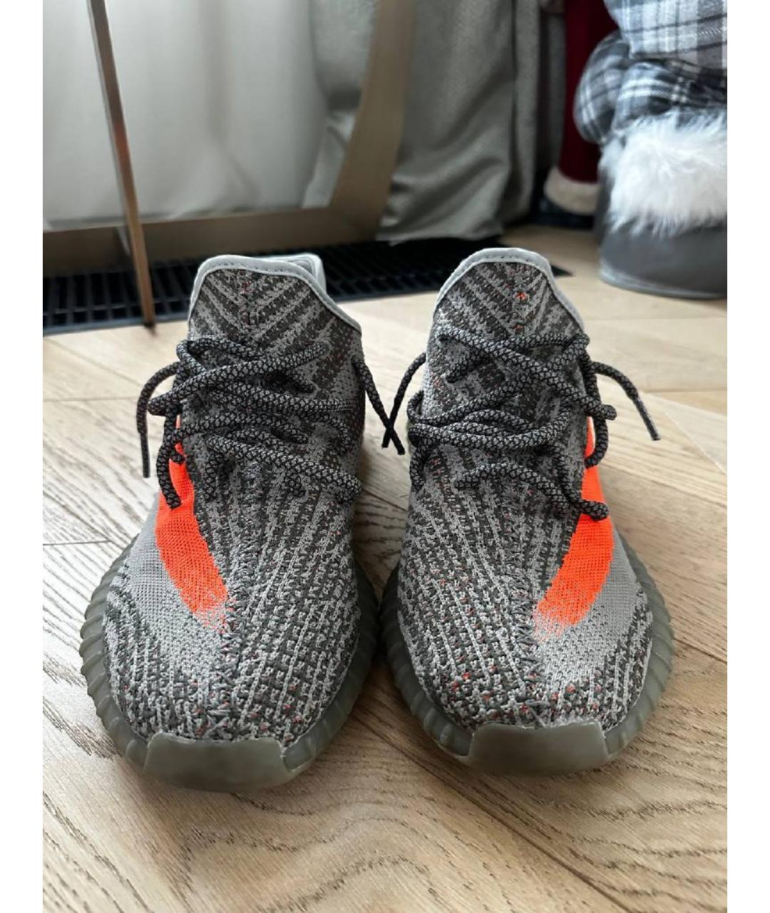 ADIDAS YEEZY Серые текстильные низкие кроссовки / кеды, фото 8