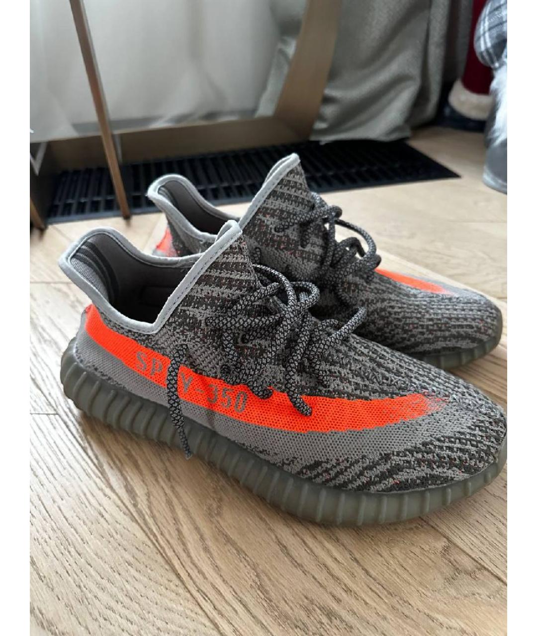 ADIDAS YEEZY Серые текстильные низкие кроссовки / кеды, фото 4