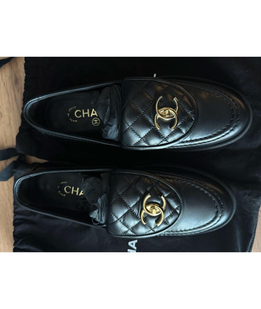 CHANEL Черные кожаные лоферы, фото 2