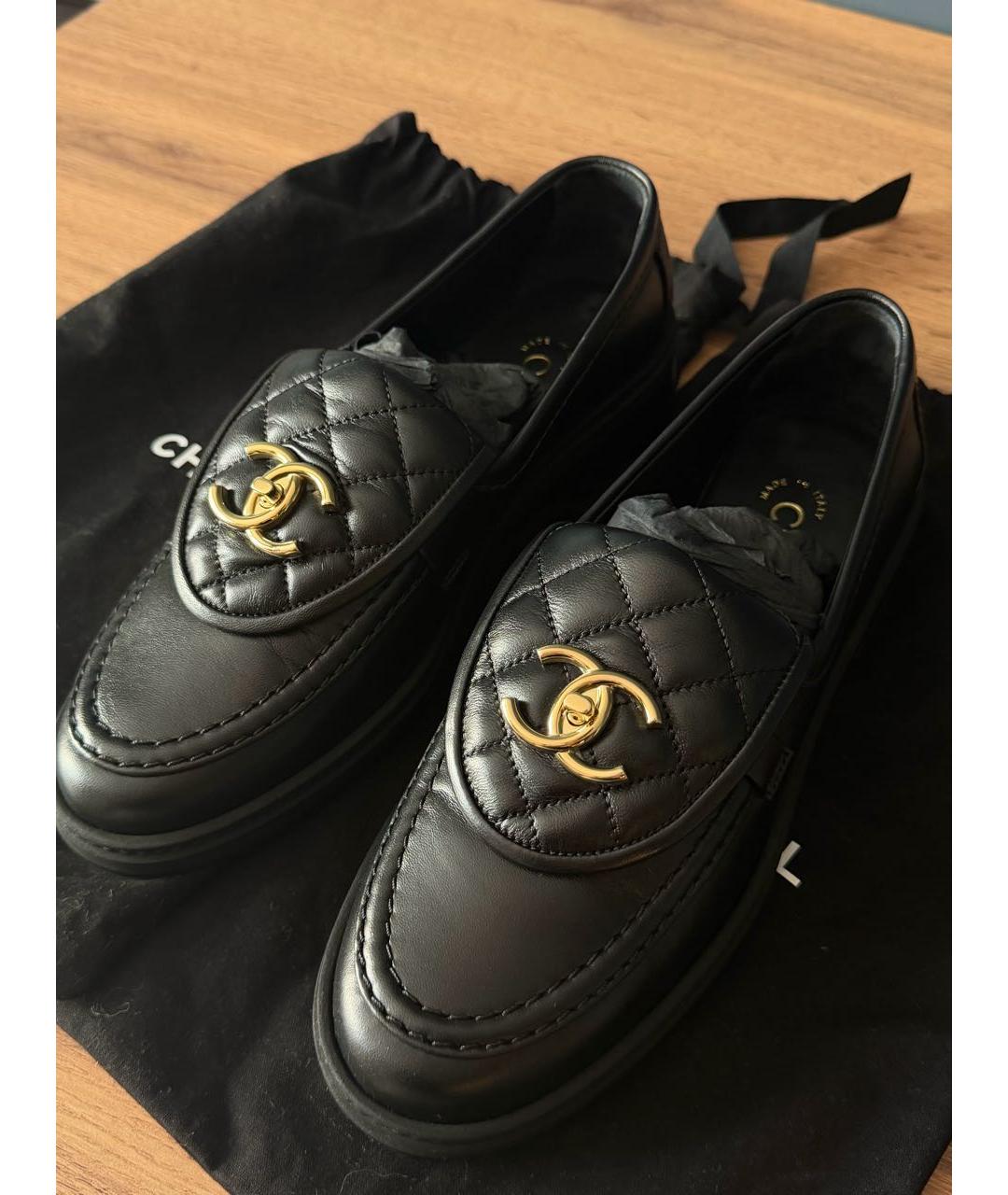 CHANEL Черные кожаные лоферы, фото 3