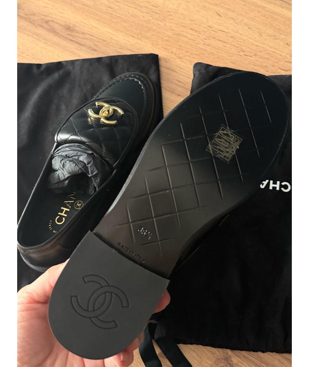 CHANEL Черные кожаные лоферы, фото 5