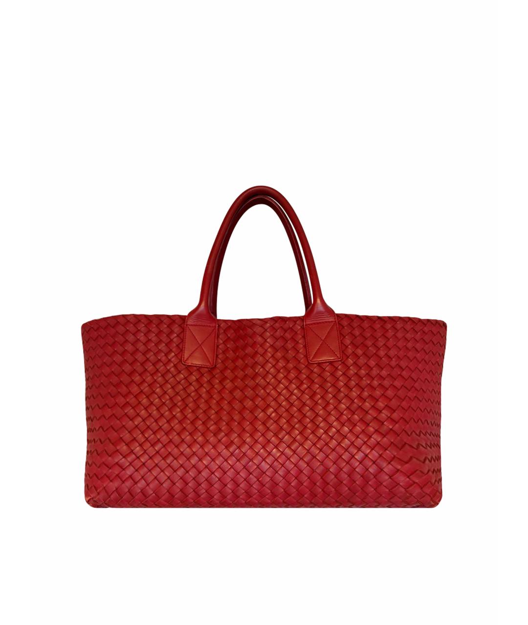 BOTTEGA VENETA Бордовая кожаная сумка тоут, фото 1
