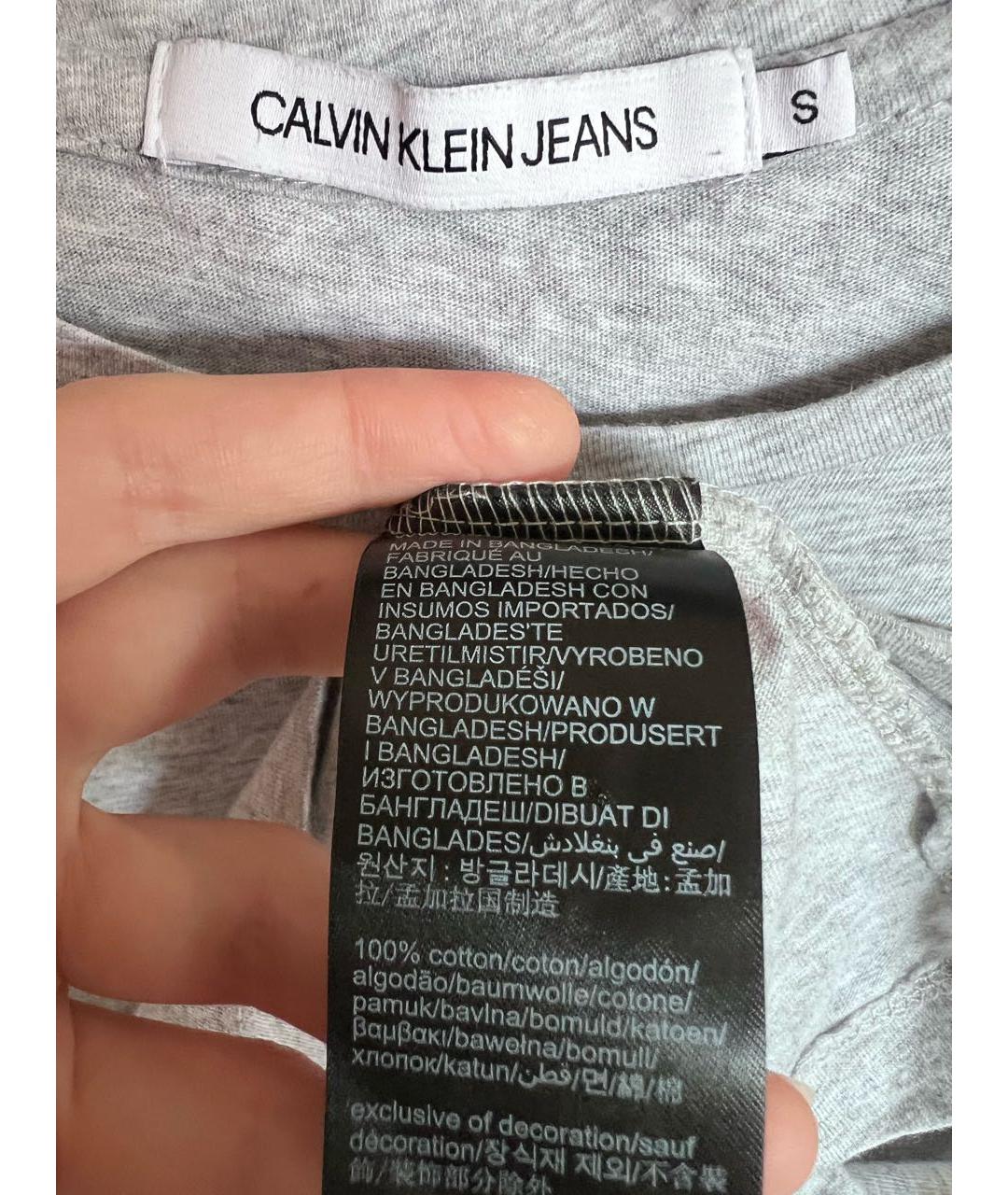 CALVIN KLEIN Серая хлопковая футболка, фото 3
