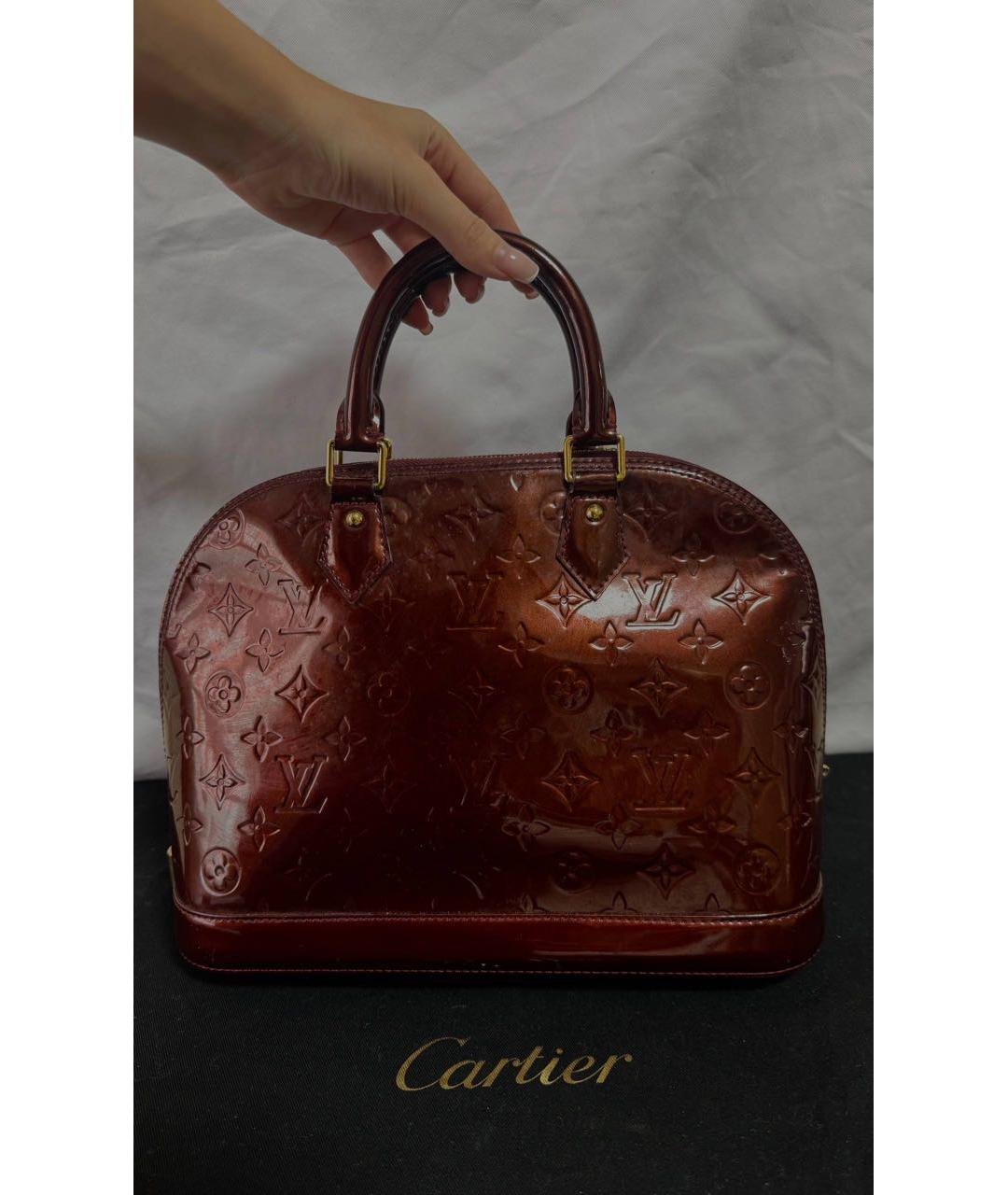LOUIS VUITTON Бордовая сумка с короткими ручками из лакированной кожи, фото 3