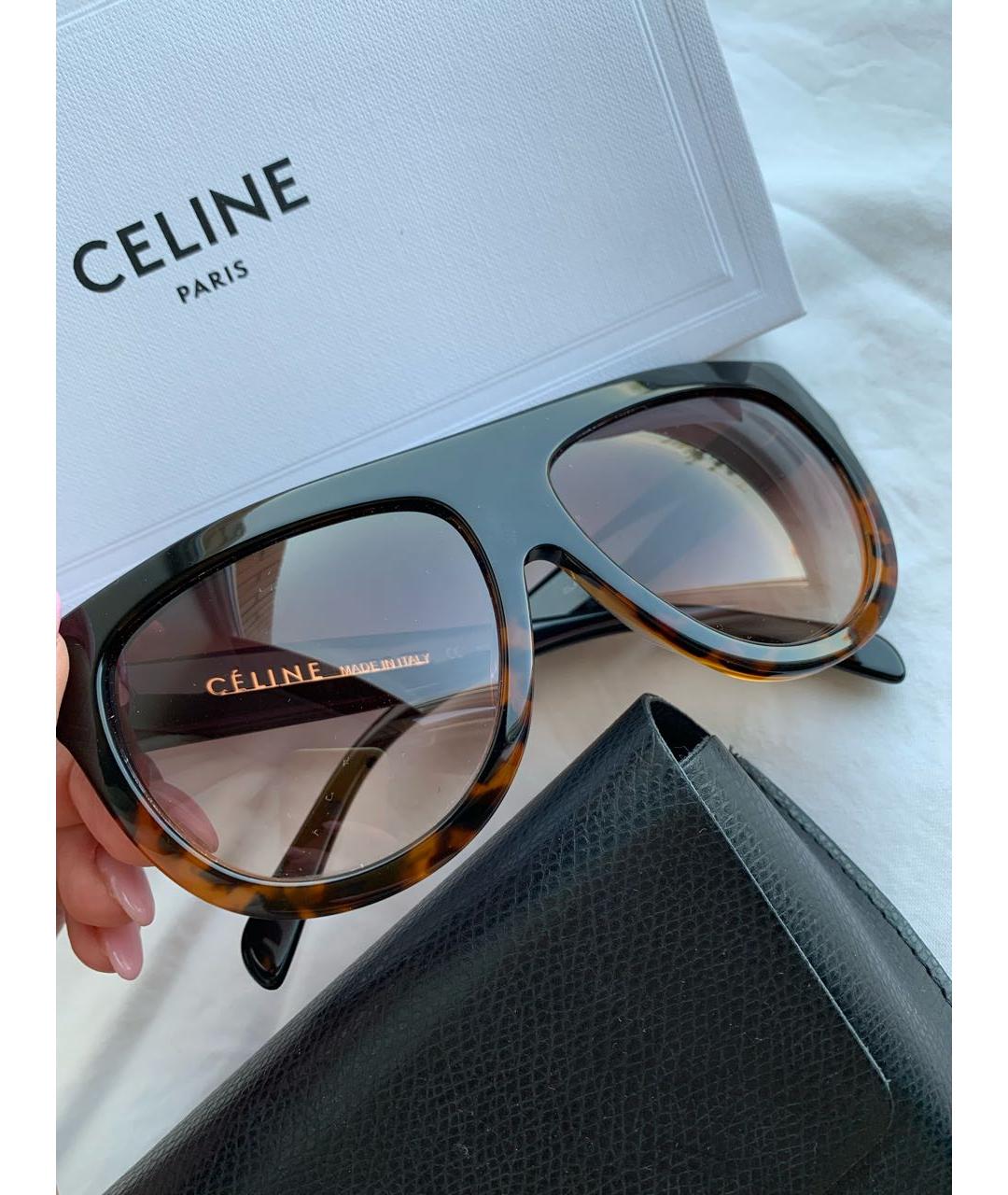 CELINE Коричневые пластиковые солнцезащитные очки, фото 5