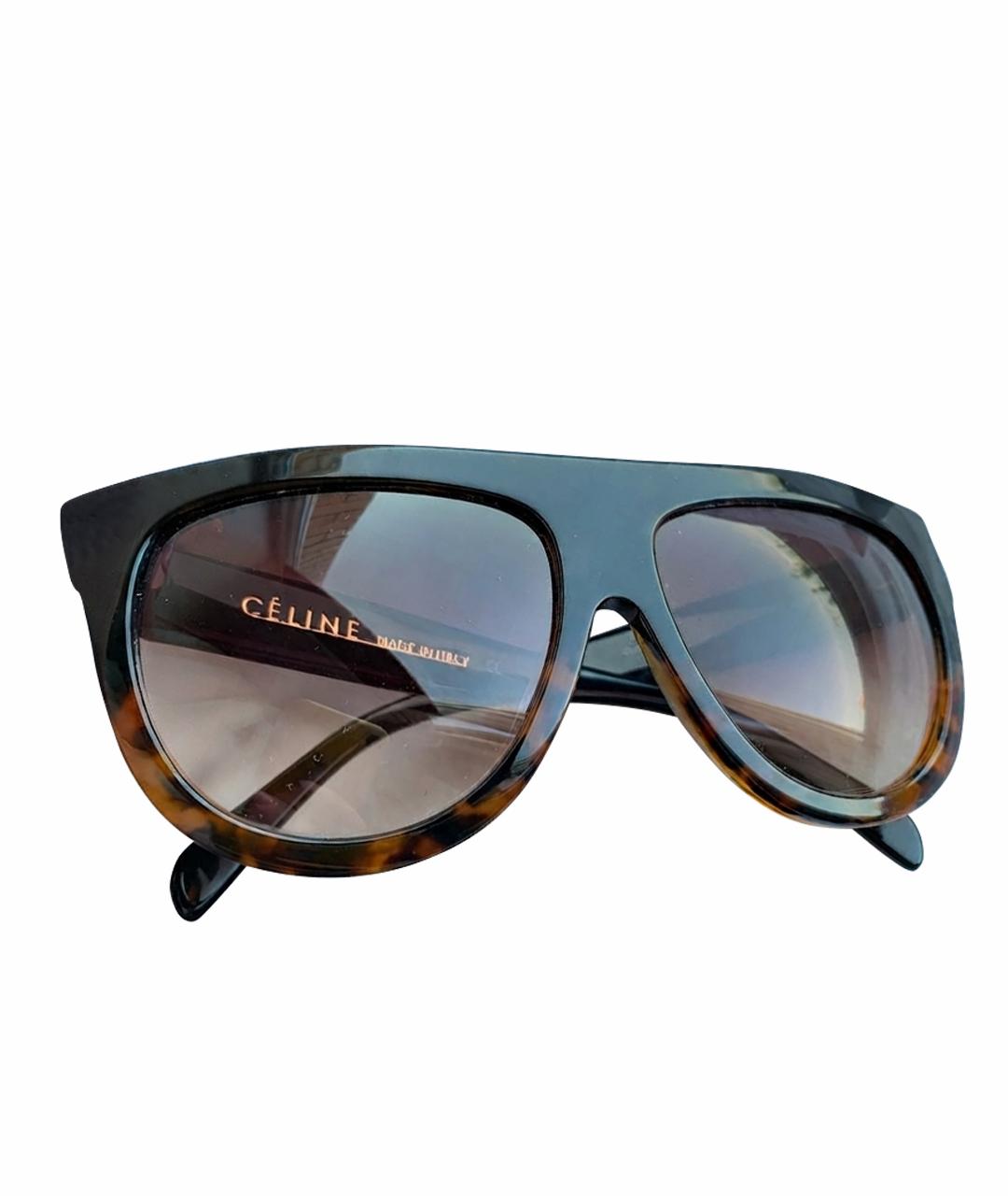 CELINE Коричневые пластиковые солнцезащитные очки, фото 1
