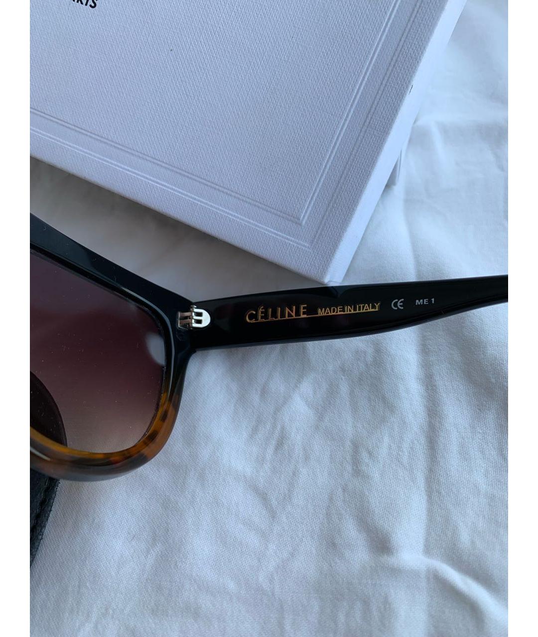 CELINE Коричневые пластиковые солнцезащитные очки, фото 2
