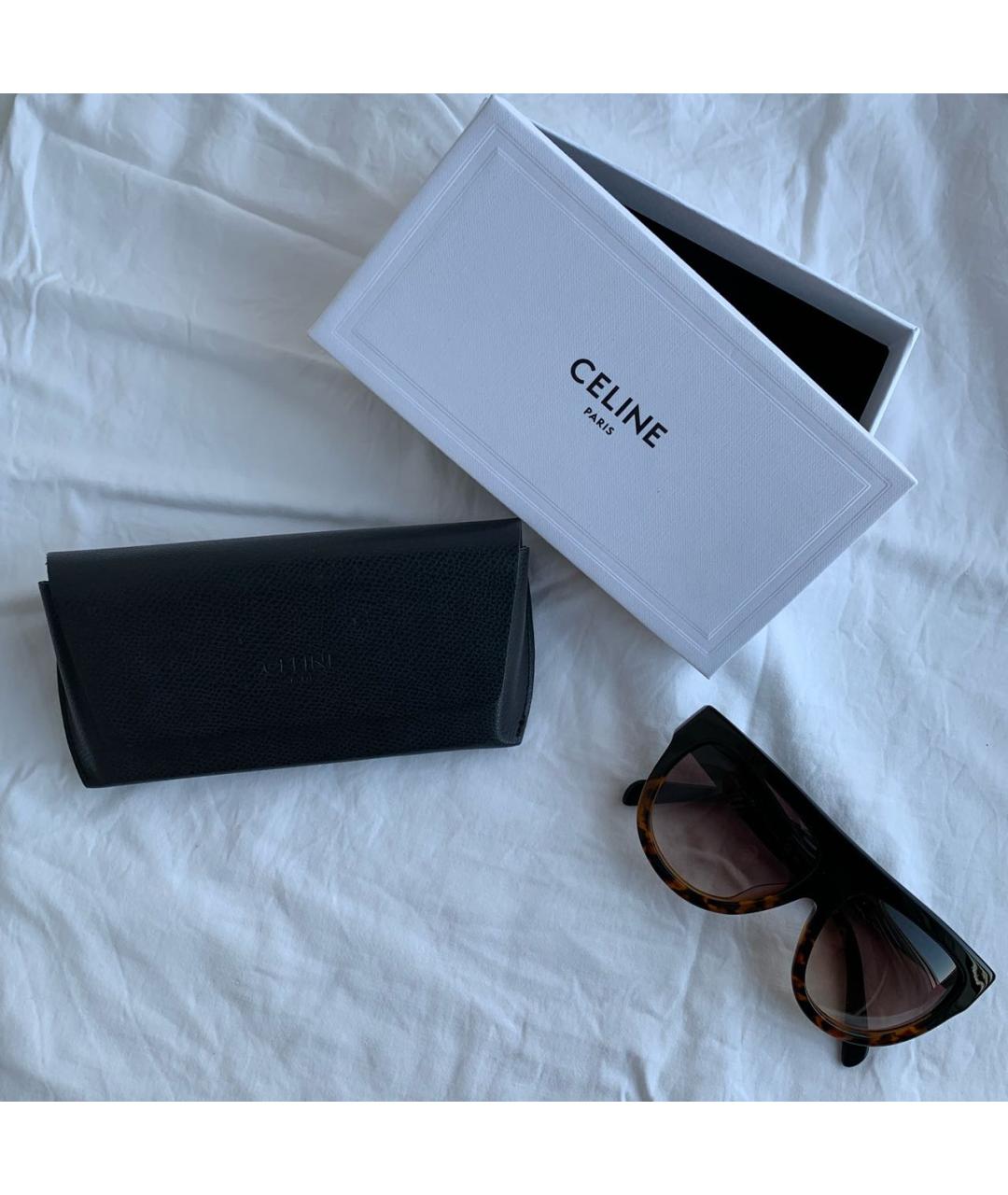 CELINE Коричневые пластиковые солнцезащитные очки, фото 4