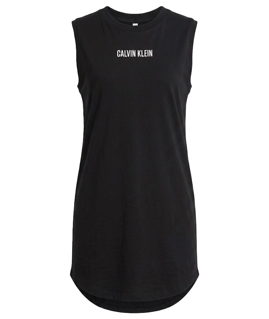 CALVIN KLEIN Черное хлопковое повседневное платье, фото 1