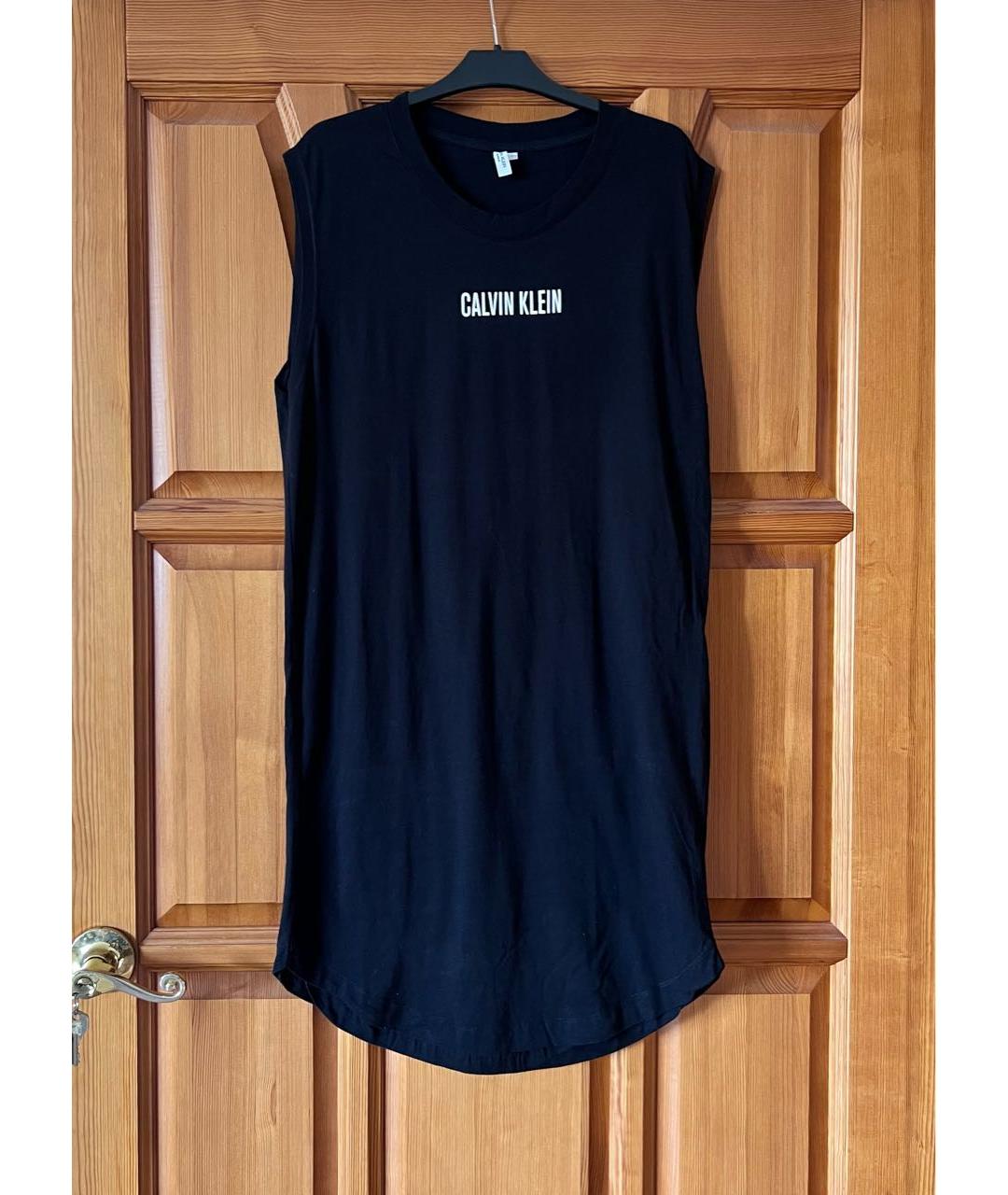 CALVIN KLEIN Черное хлопковое повседневное платье, фото 4