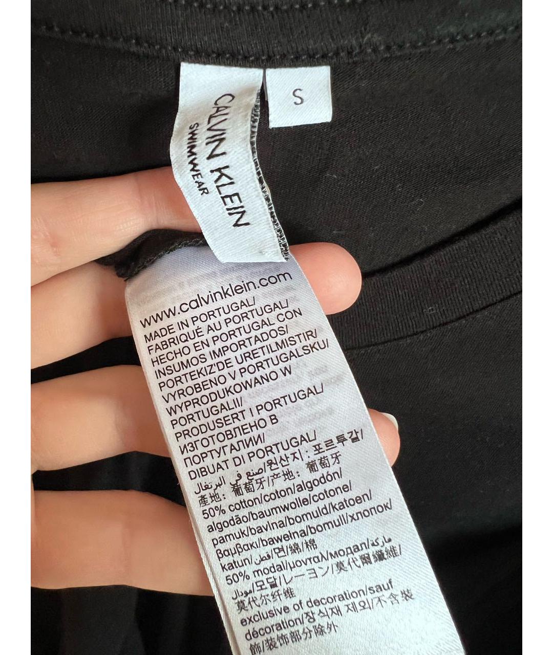 CALVIN KLEIN Черное хлопковое повседневное платье, фото 3