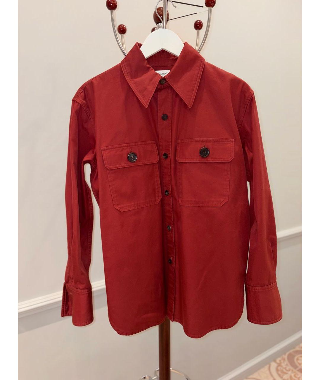 SAINT LAURENT Бордовая деним рубашка, фото 2