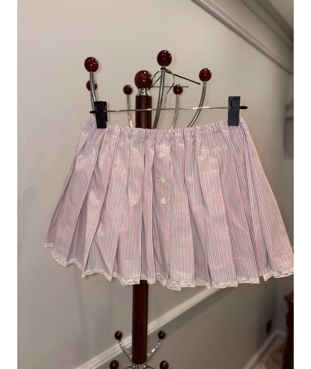MIU MIU Розовая хлопковая юбка мини, фото 5