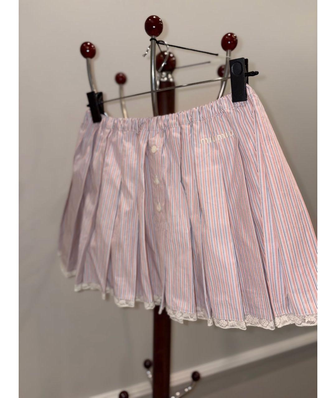 MIU MIU Розовая хлопковая юбка мини, фото 4