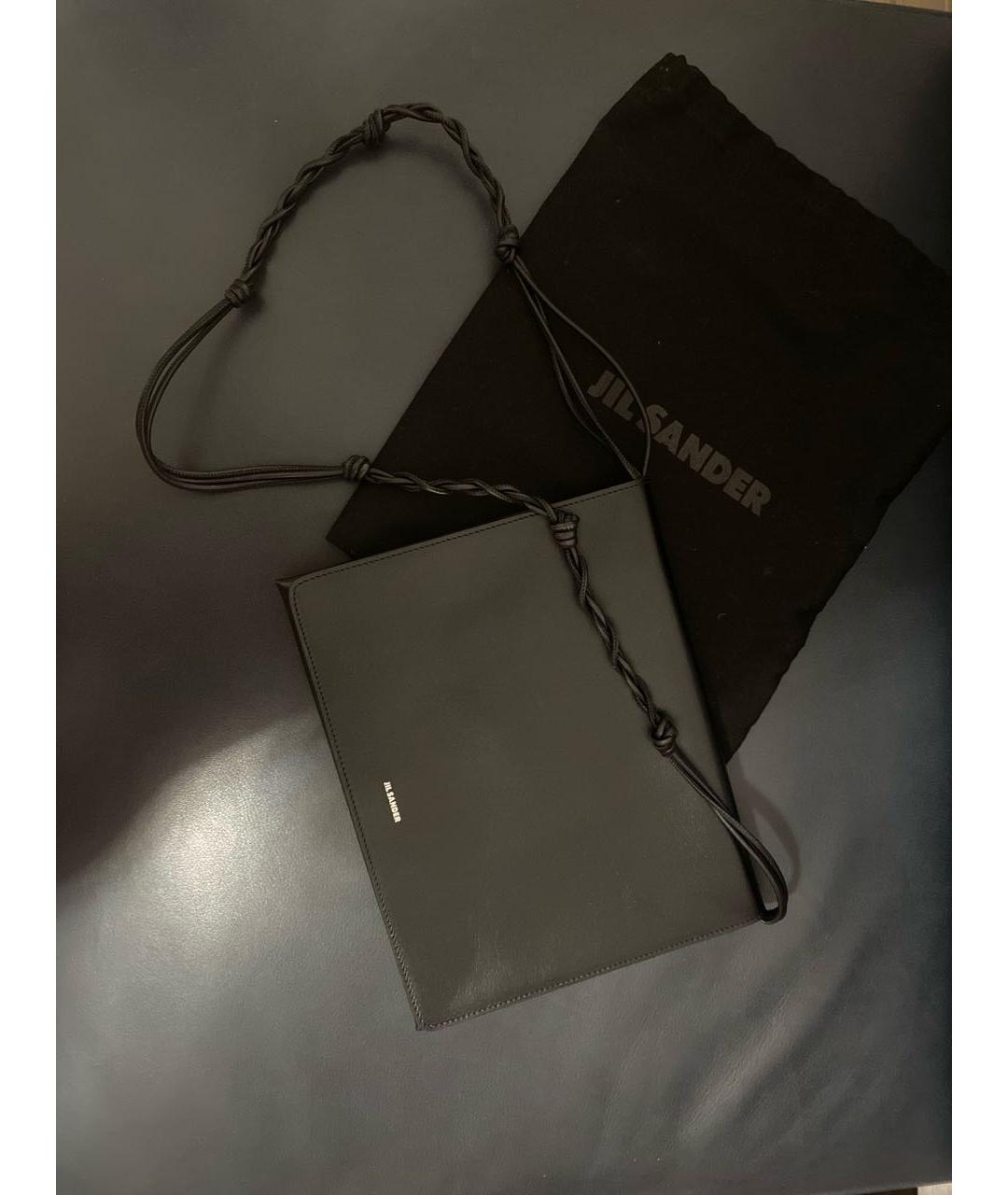 JIL SANDER Черная кожаная сумка на плечо, фото 7