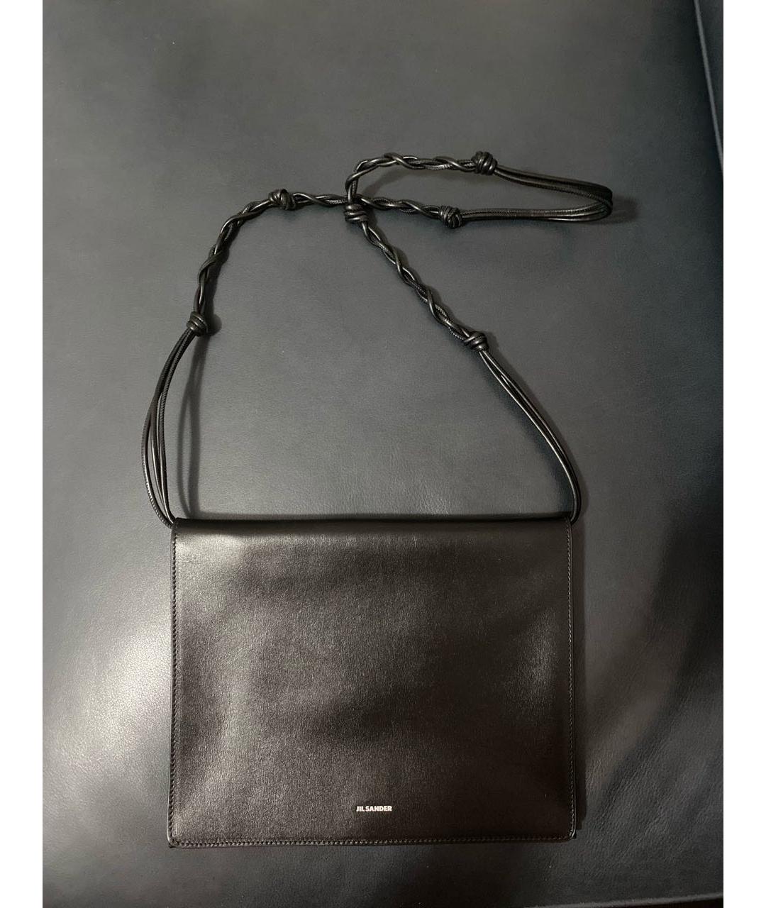 JIL SANDER Черная кожаная сумка на плечо, фото 8