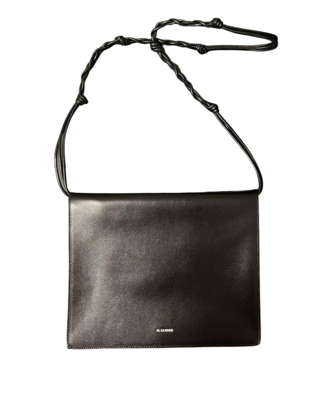 JIL SANDER Черная кожаная сумка на плечо, фото 1