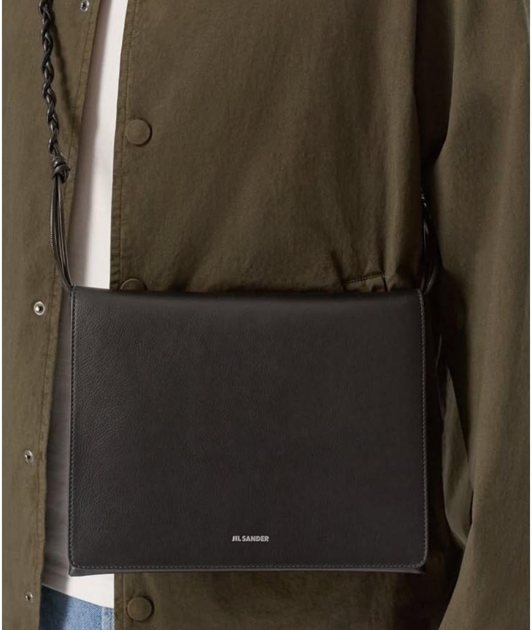 JIL SANDER Черная кожаная сумка на плечо, фото 3